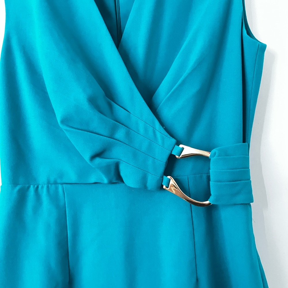 Calvin Klein Teal Dress with Gold Buckle